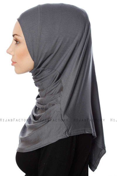 Ava - Hijab Al Amira Gris Foncé One-Piece - Ecardin