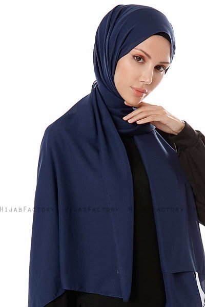 Ayla - Hijab Chiffon Bleu Marin
