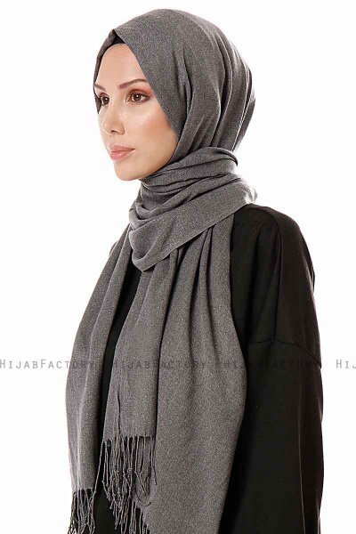 Aysel - Hijab Pashmina Gris Foncé - Gülsoy