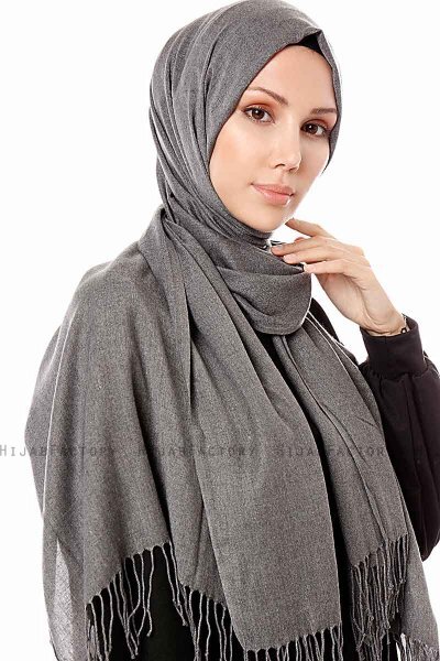 Aysel - Hijab Pashmina Gris Foncé - Gülsoy