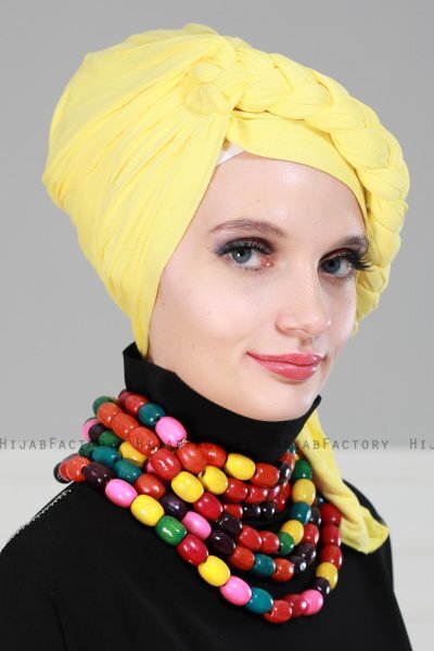 Theresa - Turban En Coton Jaune - Ayse Turban