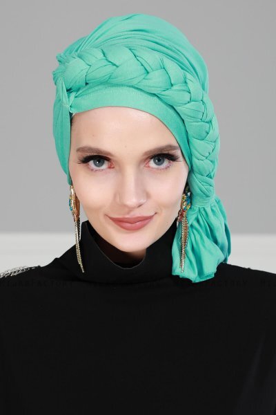 Theresa - Turban En Coton Turquoise - Ayse Turban