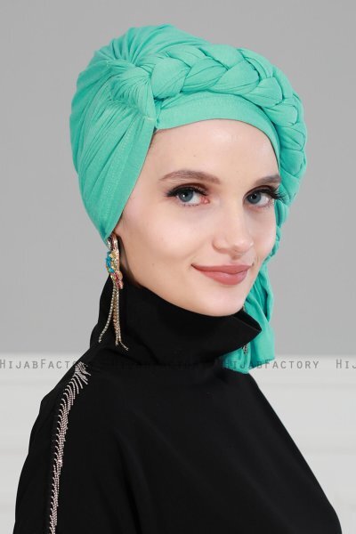 Theresa - Turban En Coton Turquoise - Ayse Turban