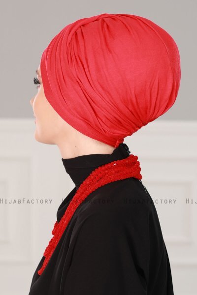 Fiona - Turban En Coton Rouge - Ayse Turban