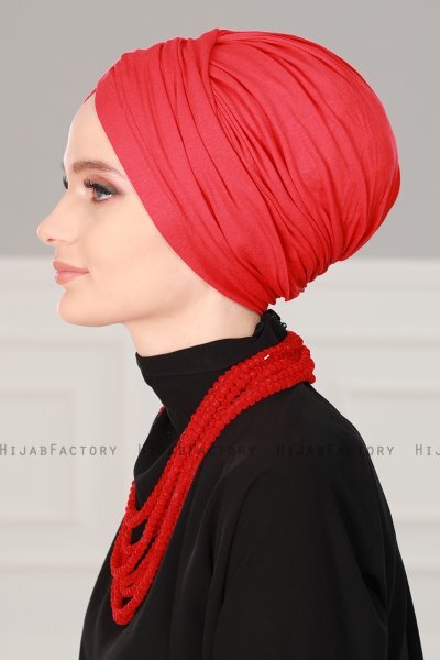 Fiona - Turban En Coton Rouge - Ayse Turban