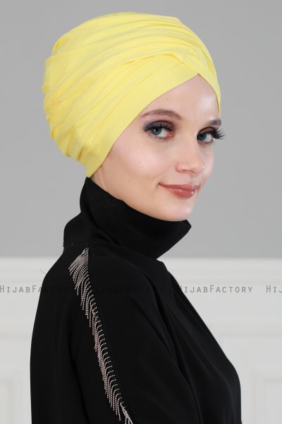 Fiona - Turban En Coton Jaune - Ayse Turban