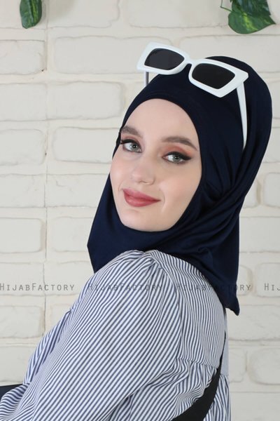 Wilda - Hijab En Coton Bleu Marine