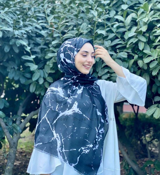 Benazir - Hijab A Motifs En Coton Noir