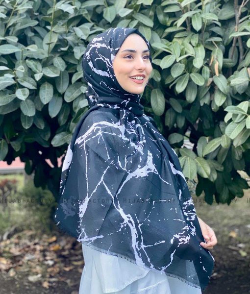 Benazir - Hijab A Motifs En Coton Noir