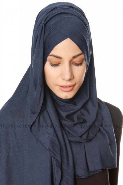 Betul - Hijab 1X Jersey Bleu Marin - Ecardin