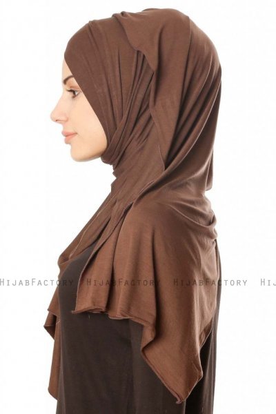 Betul - Hijab 1X Jersey Marron Foncé - Ecardin