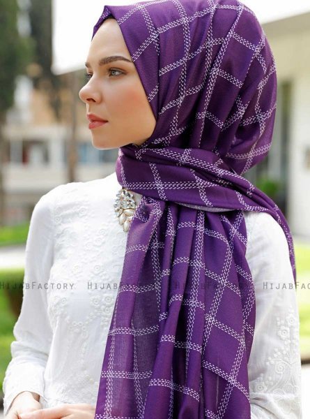 Betulle - Hijab à Motifs Violet - Sal Evi