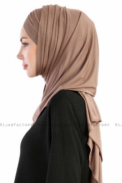 Cansu Mörk Taupe 3X Jersey Hijab Sjal 200909-3