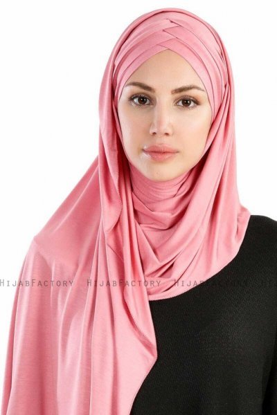 Cansu Mörkrosa 3X Jersey Hijab Sjal Ecardin 200947-1