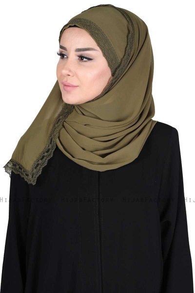 Carin - Hijab Chiffon Pratique Kaki