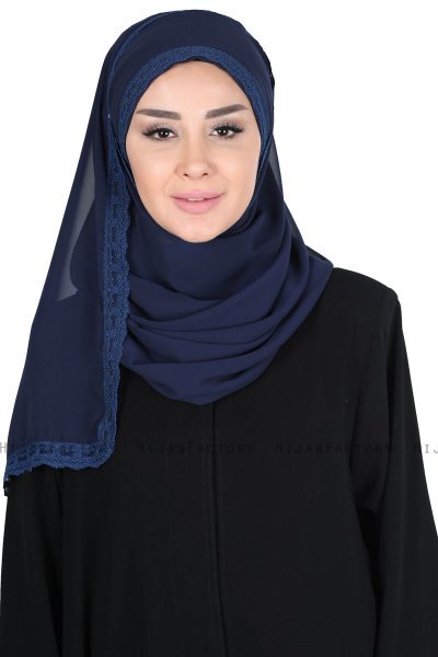 Carin - Hijab Chiffon Pratique Bleu Marin
