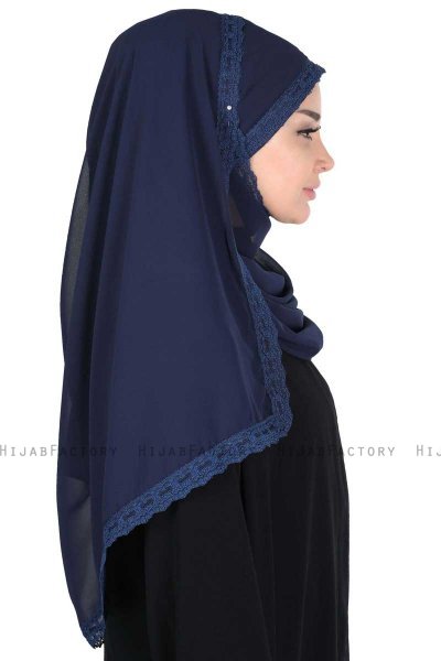 Carin - Hijab Chiffon Pratique Bleu Marin