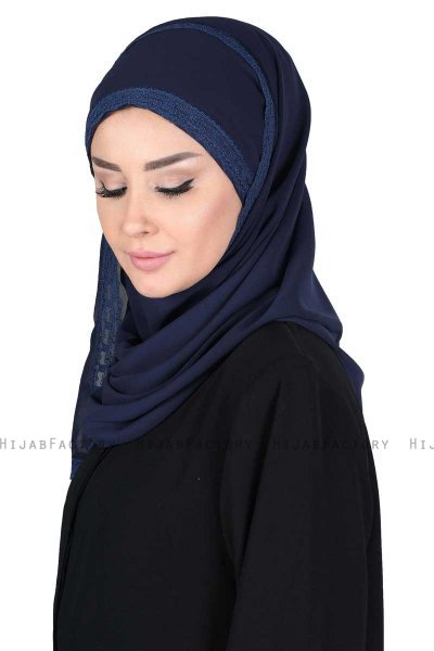 Carin - Hijab Chiffon Pratique Bleu Marin