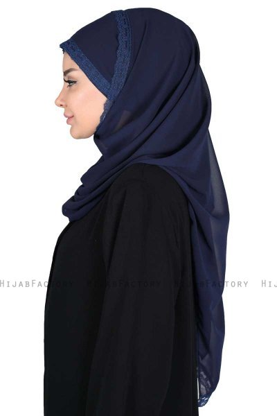 Carin - Hijab Chiffon Pratique Bleu Marin
