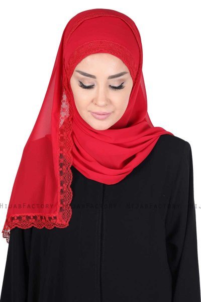 Carin - Hijab Chiffon Pratique Rouge