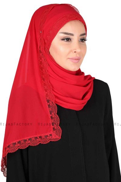 Carin - Hijab Chiffon Pratique Rouge