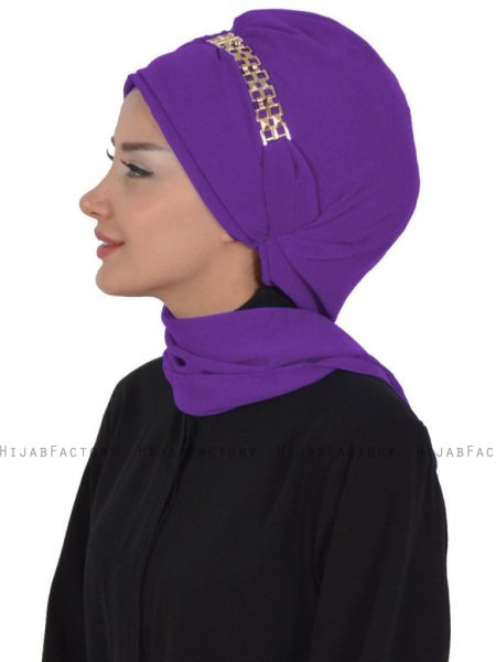 Carmen Lila Instant One-Piece Praktisk Hijab Ayse Turban 325420-1