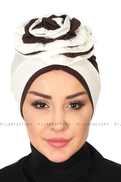 Clara - Turban En Coton Crème & Marron