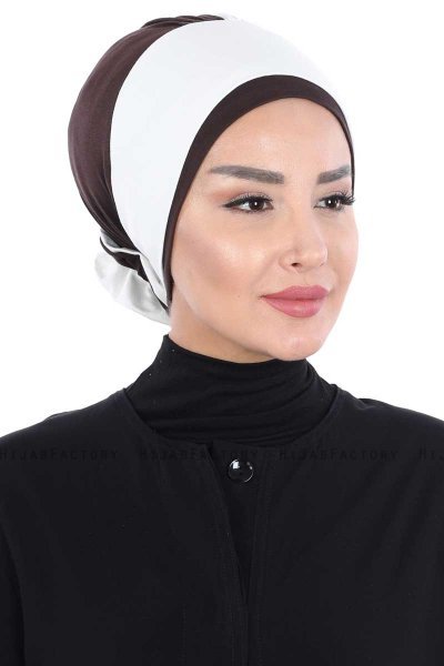 Clara - Turban En Coton Crème & Marron