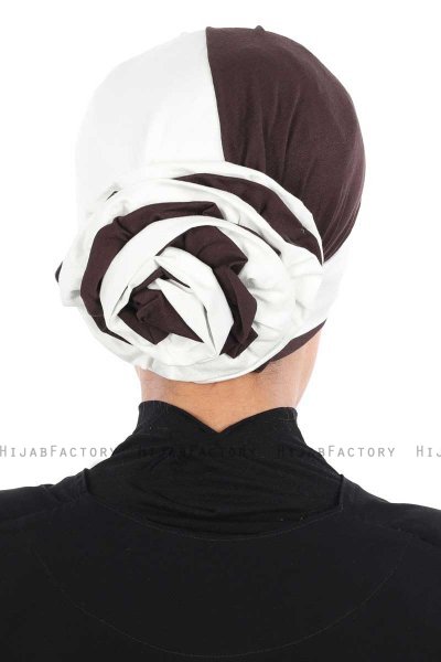 Clara - Turban En Coton Crème & Marron