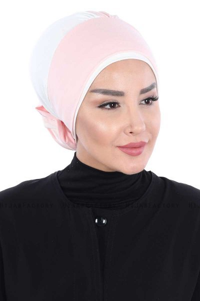 Clara - Turban En Coton Vieux Rose & Crème