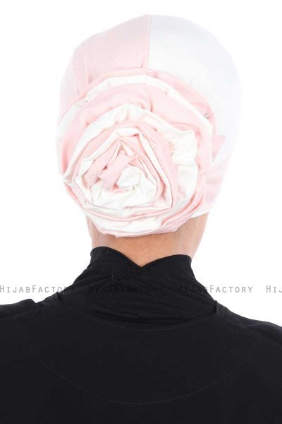Clara - Turban En Coton Vieux Rose & Crème