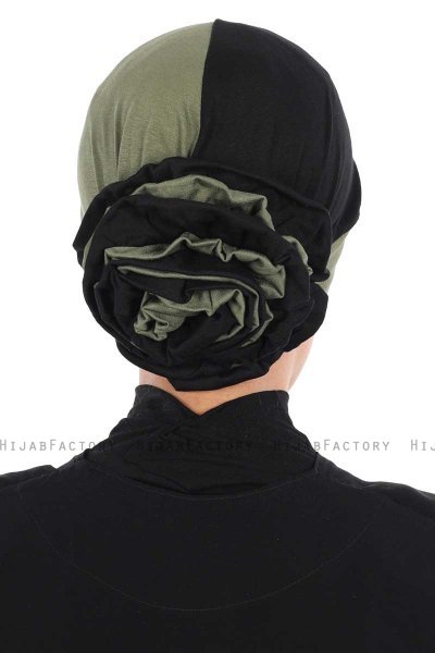 Clara - Turban En Coton Kaki & Noir