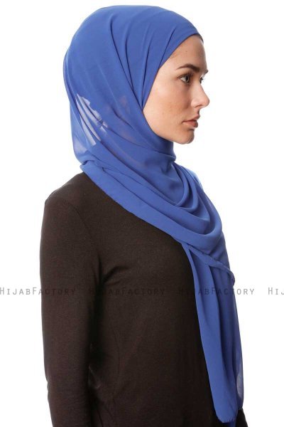 Derya - Hijab Pratique Chiffon Bleu