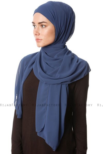 Derya - Hijab Pratique Chiffon Indigo