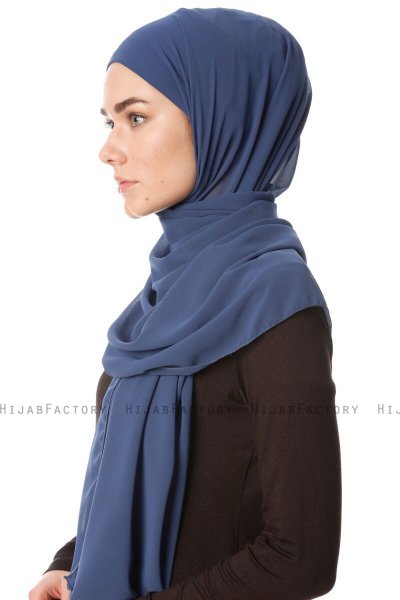 Derya - Hijab Pratique Chiffon Indigo