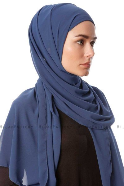 Derya - Hijab Pratique Chiffon Indigo