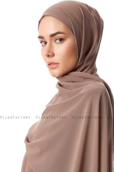 Derya - Hijab Pratique Chiffon Taupe Foncé