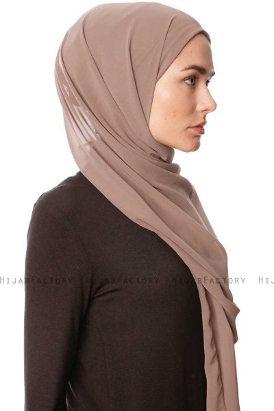 Derya - Hijab Pratique Chiffon Taupe Foncé