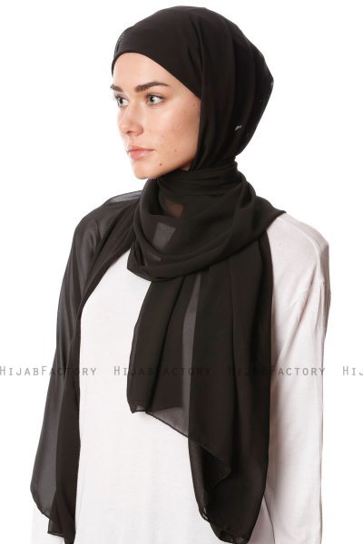 Derya - Hijab Pratique Chiffon Noir