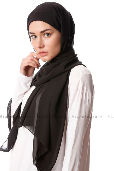 Derya - Hijab Pratique Chiffon Noir