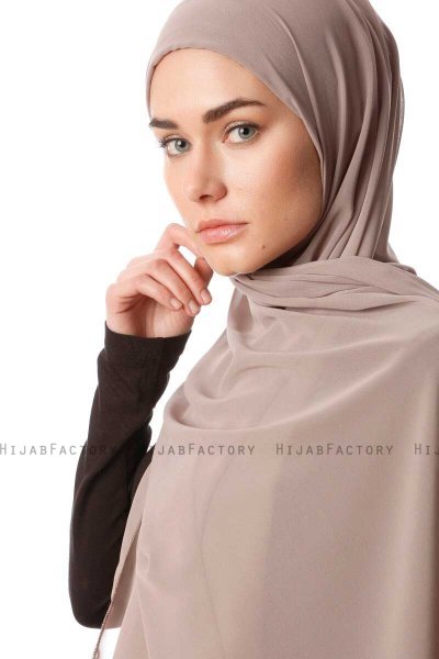 Derya - Hijab Pratique Chiffon Taupe Clair