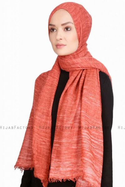 Didem Tegelröd Crinkle Bomull Hijab Sjal 400112b
