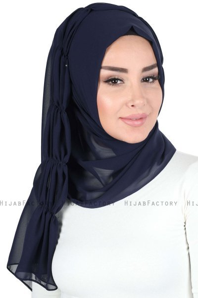 Disa - Hijab Chiffon Pratique Bleu Marin