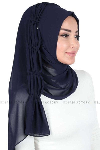 Disa - Hijab Chiffon Pratique Bleu Marin