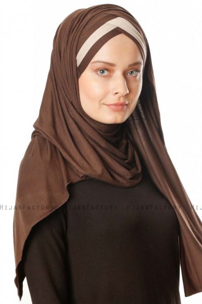 Duru - Hijab Jersey Marron & Taupe