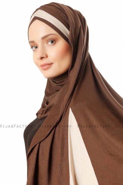 Duru - Hijab Jersey Marron & Taupe