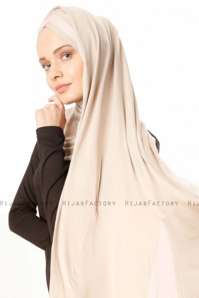 Duru - Hijab Jersey Taupe Clair & Vieux Rose