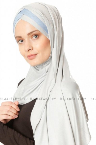 Duru - Hijab Jersey Gris Clair & Bleu Clair
