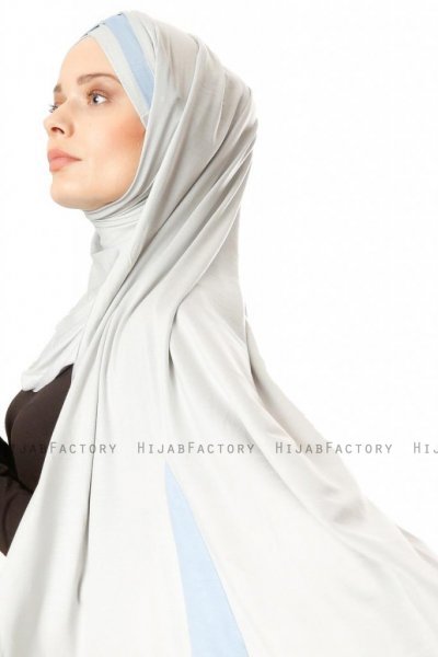 Duru - Hijab Jersey Gris Clair & Bleu Clair