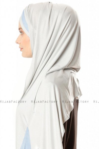 Duru - Hijab Jersey Gris Clair & Bleu Clair